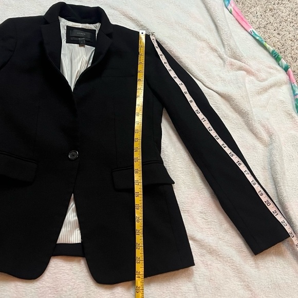 J.CREW Classic Black Stand Collar Wool Blend Single Button Regent Blazer Size 0 - Picture 6 of 11